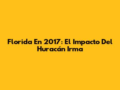 Florida En 2017: El Impacto Del Huracán Irma