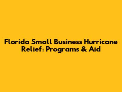 Florida Small Business Hurricane Relief: Programs & Aid