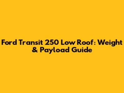 Ford Transit 250 Low Roof: Weight & Payload Guide