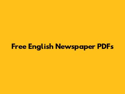 Free English Newspaper PDFs