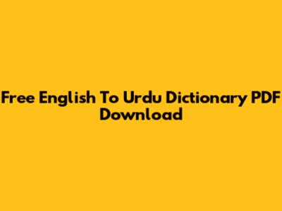 Free English To Urdu Dictionary PDF Download