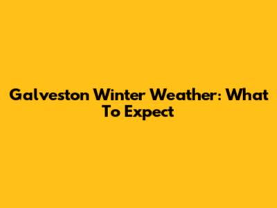 Galveston Winter Weather: What To Expect