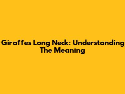 Giraffe's Long Neck: Understanding The Meaning