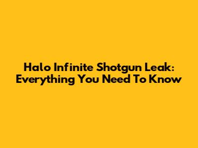 Halo Infinite Shotgun Leak: Everything You Need To Know