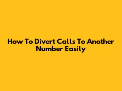 How To Divert Calls To Another Number Easily