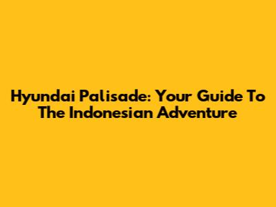 Hyundai Palisade: Your Guide To The Indonesian Adventure
