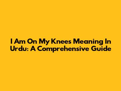 I Am On My Knees Meaning In Urdu: A Comprehensive Guide