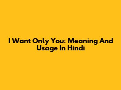I Want Only You: Meaning And Usage In Hindi