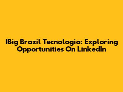 IBig Brazil Tecnologia: Exploring Opportunities On LinkedIn