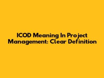 ICOD Meaning In Project Management: Clear Definition