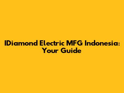 IDiamond Electric MFG Indonesia: Your Guide