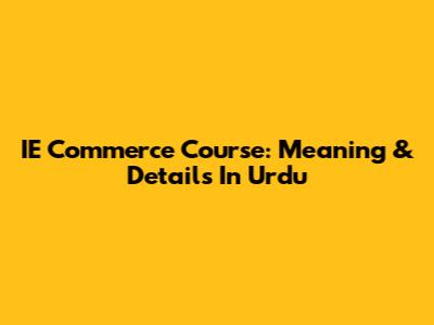 IE Commerce Course: Meaning & Details In Urdu
