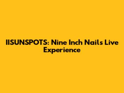 IISUNSPOTS: Nine Inch Nails Live Experience