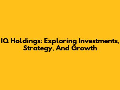 IQ Holdings: Exploring Investments, Strategy, And Growth