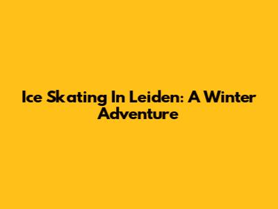 Ice Skating In Leiden: A Winter Adventure