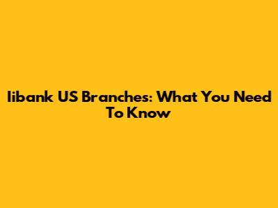 Iibank US Branches: What You Need To Know
