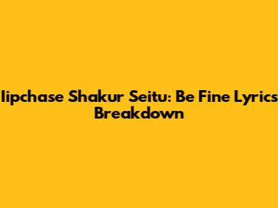 Iipchase Shakur Seitu: 'Be Fine' Lyrics Breakdown