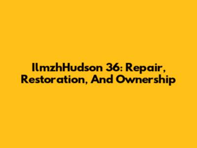 IlmzhHudson 36: Repair, Restoration, And Ownership
