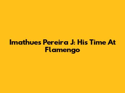 Imathues Pereira J: His Time At Flamengo
