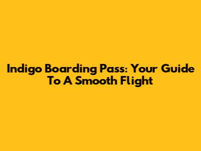 Indigo Boarding Pass: Your Guide To A Smooth Flight