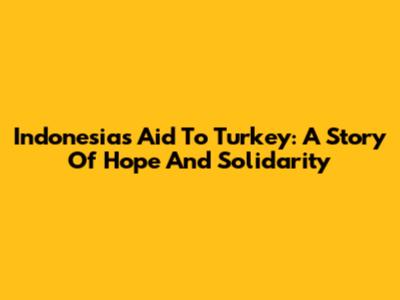 Indonesia's Aid To Turkey: A Story Of Hope And Solidarity