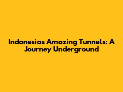 Indonesia's Amazing Tunnels: A Journey Underground