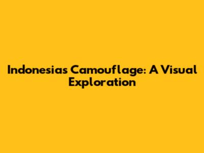 Indonesia's Camouflage: A Visual Exploration