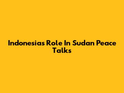 Indonesia's Role In Sudan Peace Talks