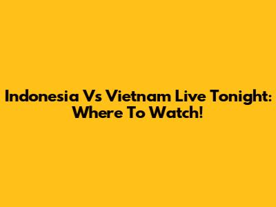 Indonesia Vs Vietnam Live Tonight: Where To Watch!