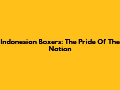 Indonesian Boxers: The Pride Of The Nation