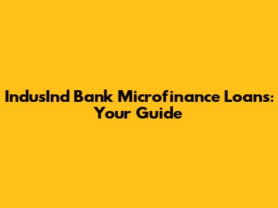 IndusInd Bank Microfinance Loans: Your Guide