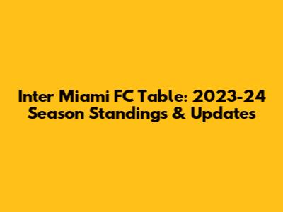 Inter Miami FC Table: 2023-24 Season Standings & Updates