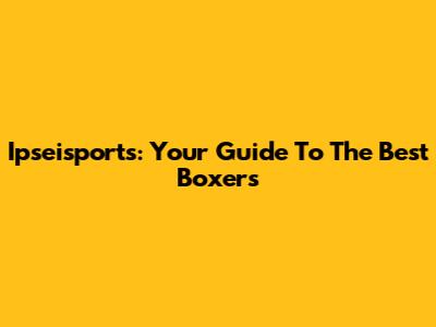 Ipseisports: Your Guide To The Best Boxers