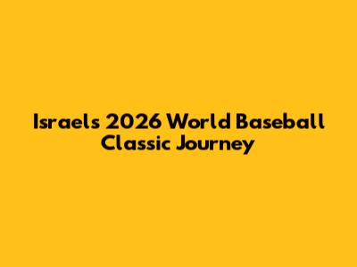 Israel's 2026 World Baseball Classic Journey