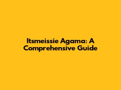 Itsmeissie Agama: A Comprehensive Guide