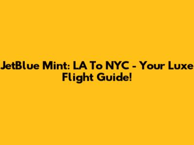 JetBlue Mint: LA To NYC - Your Luxe Flight Guide!