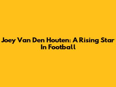 Joey Van Den Houten: A Rising Star In Football