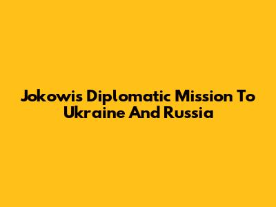 Jokowi's Diplomatic Mission To Ukraine And Russia