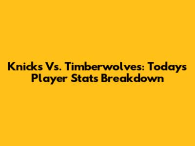 Knicks Vs. Timberwolves: Today's Player Stats Breakdown