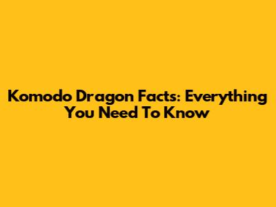 Komodo Dragon Facts: Everything You Need To Know
