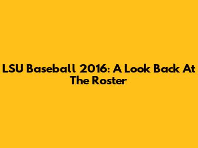 LSU Baseball 2016: A Look Back At The Roster