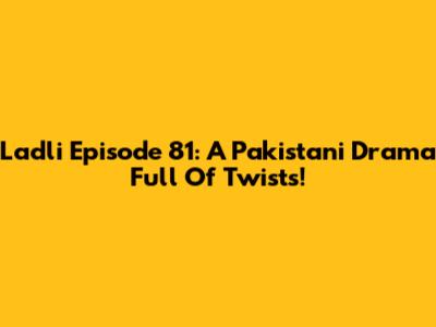 Ladli Episode 81: A Pakistani Drama Full Of Twists!