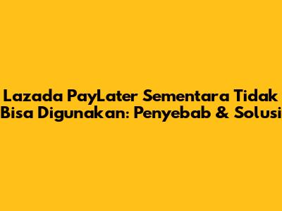 Lazada PayLater Sementara Tidak Bisa Digunakan: Penyebab & Solusi