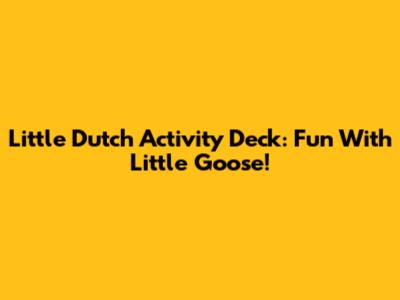 Little Dutch Activity Deck: Fun With Little Goose!