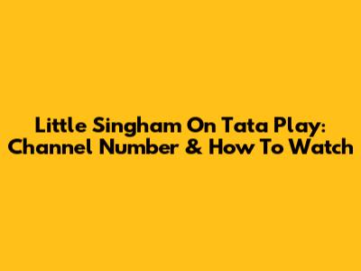 Little Singham On Tata Play: Channel Number & How To Watch