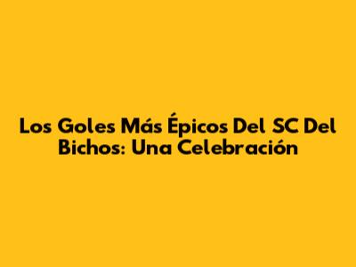 Los Goles Más Épicos Del SC Del Bichos: Una Celebración