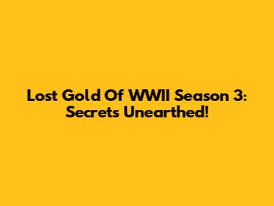 Lost Gold Of WWII Season 3: Secrets Unearthed!