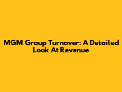 MGM Group Turnover: A Detailed Look At Revenue