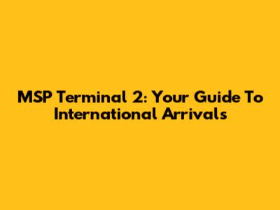 MSP Terminal 2: Your Guide To International Arrivals