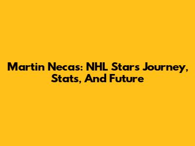 Martin Necas: NHL Star's Journey, Stats, And Future